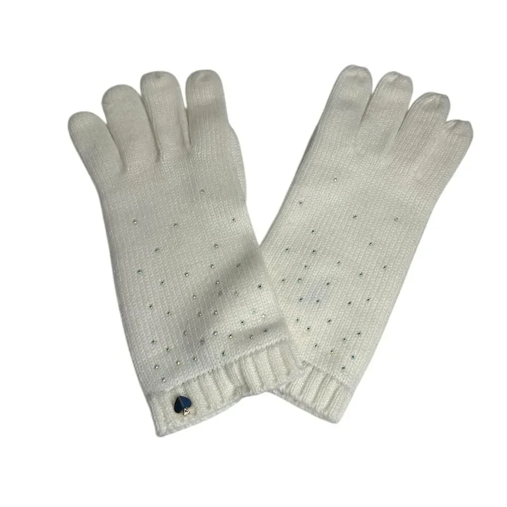 Kate Spade Disco Ball Embellished Gloves Cream one size